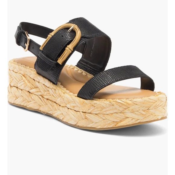 Dolce Vita Black and Tan Espadrille Sandals - Picture 1 of 14
